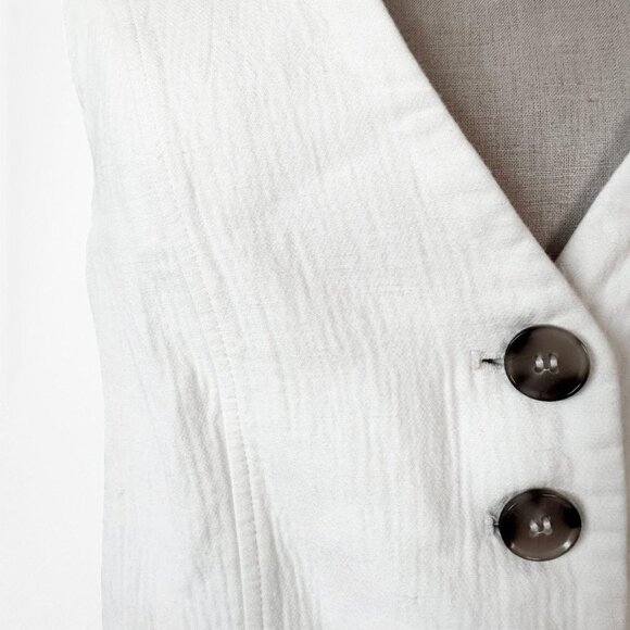 Zara White Button Front Sleeve Cropped Vest Top Size XS - Picture 6 of 6